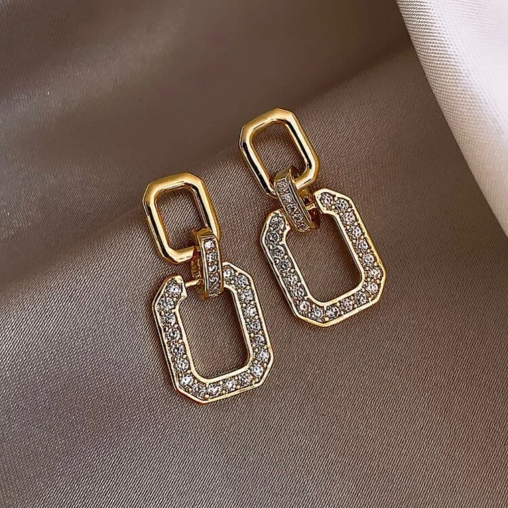 925 Sterling Silver Rhinestone Drop Dangle Stud Earrings